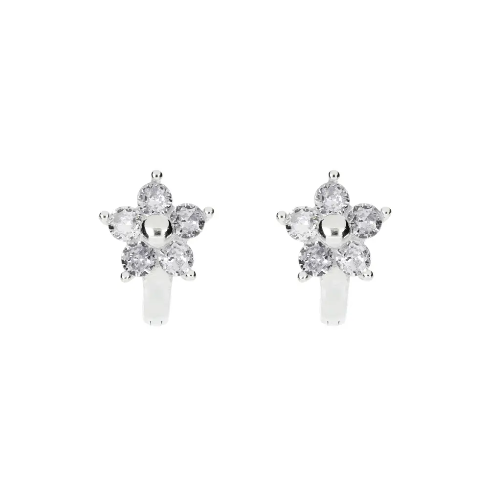 P1012 Huggie Flor Blanca Plata .925