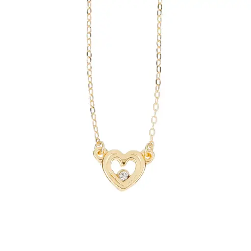 [9095] 9095 Collar Corazón Doble C/Cristal 45 Cm